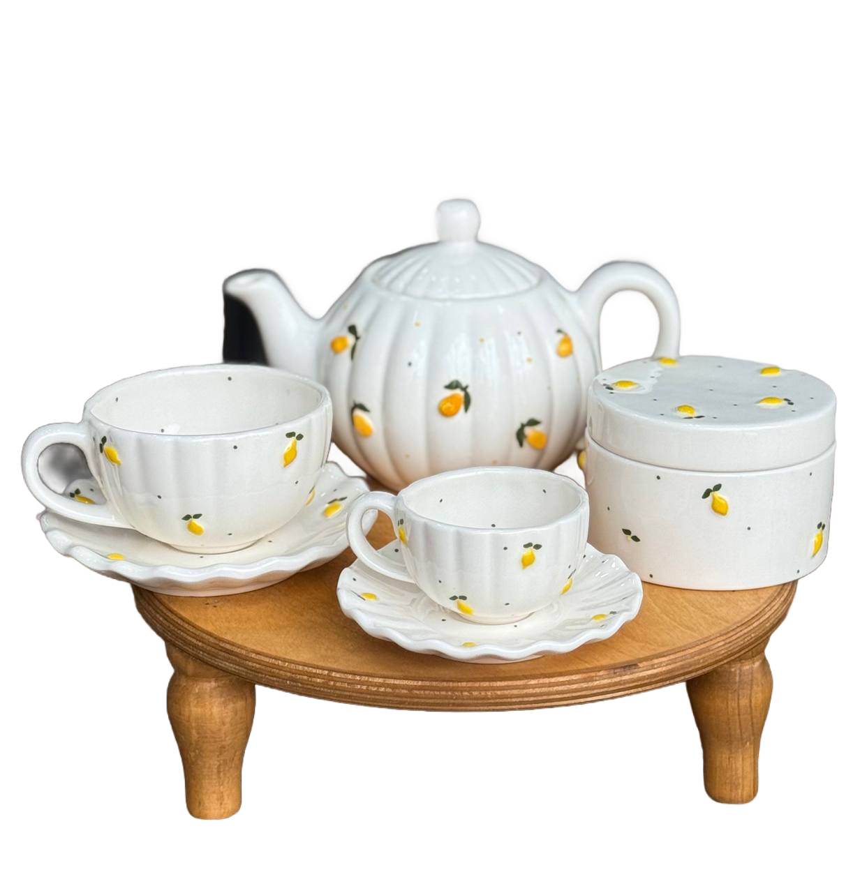 فنجون و نعلبکی سرامیکی چایی خوری لیمویی