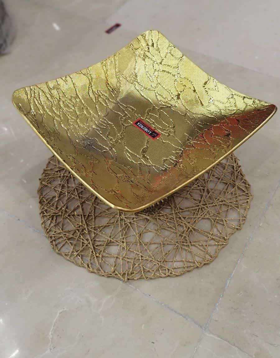 میوه خوری مربعی پایه دار طلایی