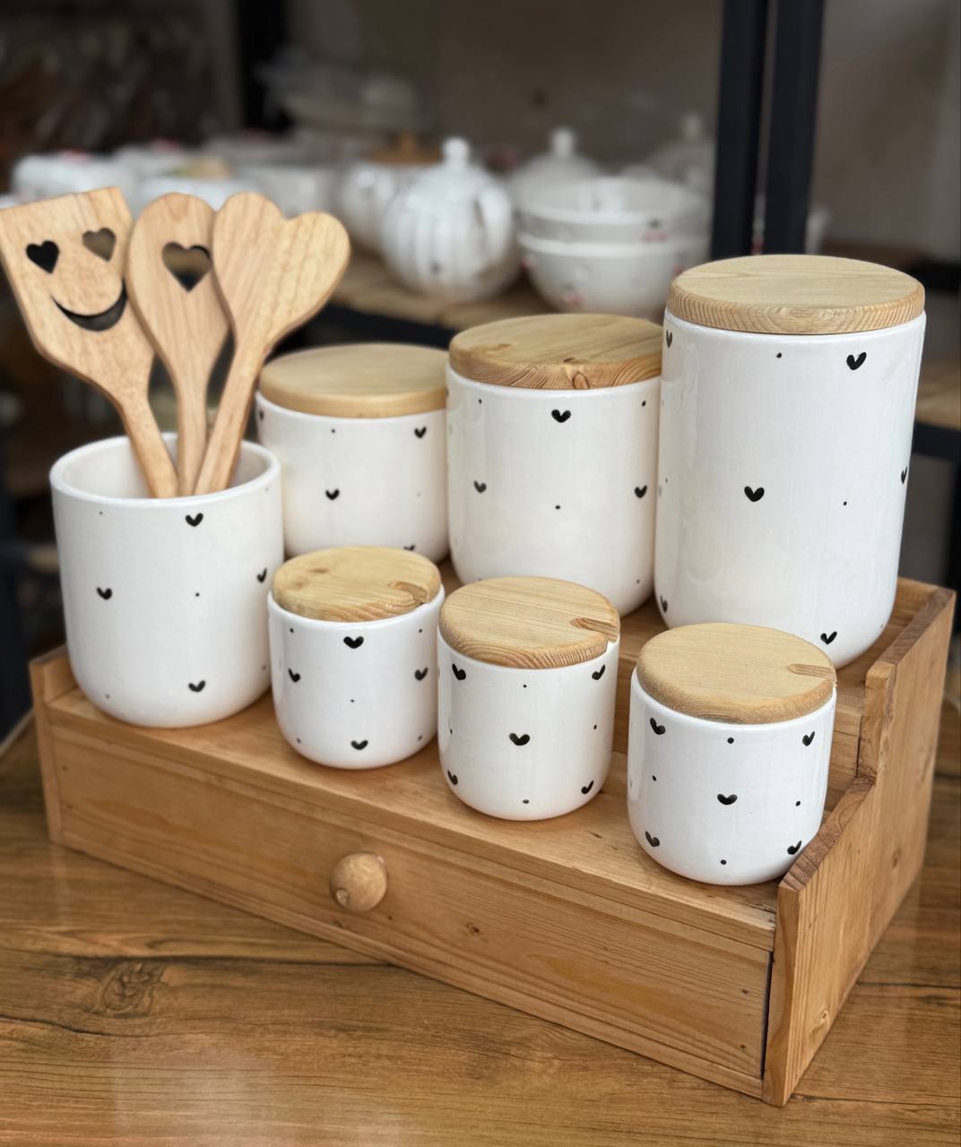 بانکه سرامیکی 3 تایی سایز بزرگ قلبی